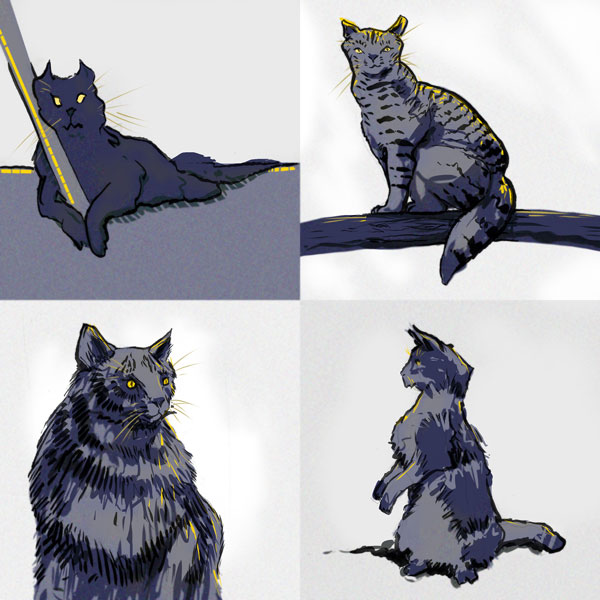 Four cats // 1:1 // pencil, pen, digital marker // 2022 // 4460 views