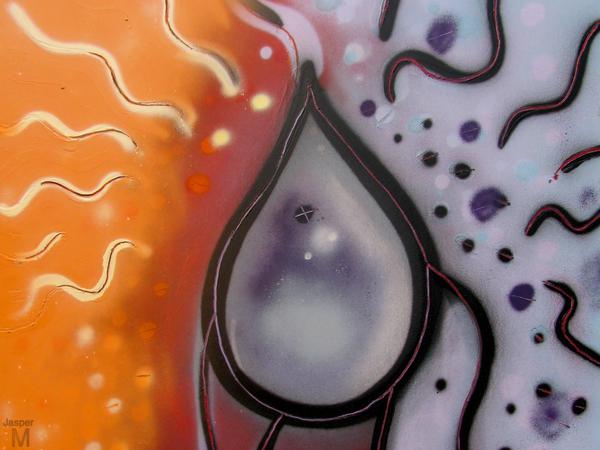 Antropomorphic rain droplet experiences heavy dilemma // 100 x 120 cm // graffiti on canvas // 2012 // 8000 views