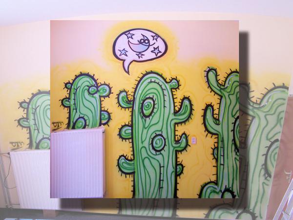 Cactus tells story (on wall) // ca. 2,5 x 3 m // graffiti on wall // 2006 // 12897 views