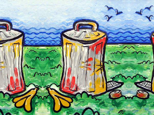 A garbage can never to be encountered in daily life // 30 x 40 cm // acryllic paint on paper // 2003 // 9678 views