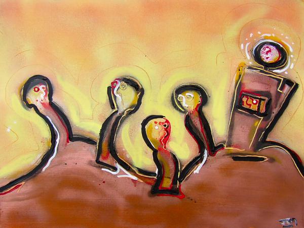 Waiting in line // 60 x 50 cm // graffiti and acryllic paint on canvas // 2005 // 8823 views