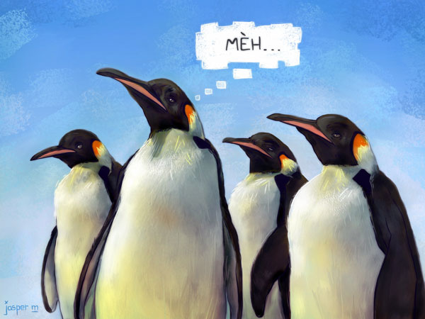 Emperor Penguin is not amused (by your silly antics) // 4:3 // digital composition // 2020 // 4425 views