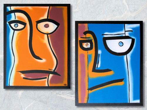 Two faces // 2 x 40 cm x 50 cm // graffiti on canvas // 2006 // 9713 views