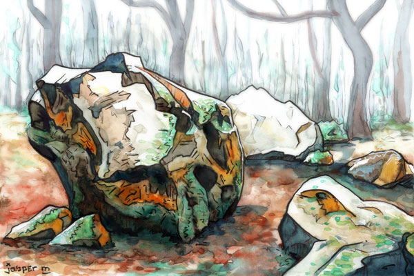 Sandstones on a soggy morning // 30 x 20 cm // watercolor // 2021 // 7737 views