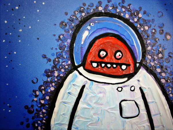 Astronaut has second thoughts // 24 x 18 cm // acryllic paint on canvas // 2015 // 6872 views