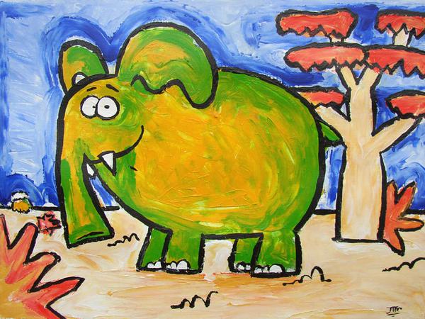 Just a content elephant // 40 x 30 cm // acryllic paint on paper // 2003 // 11309 views