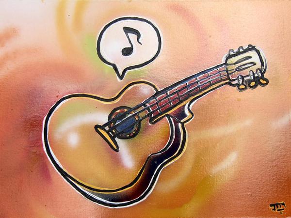 Guitar makes sound // 70 x 50 cm // graffiti and acryllic paint on panel // 2004 // 11259 views