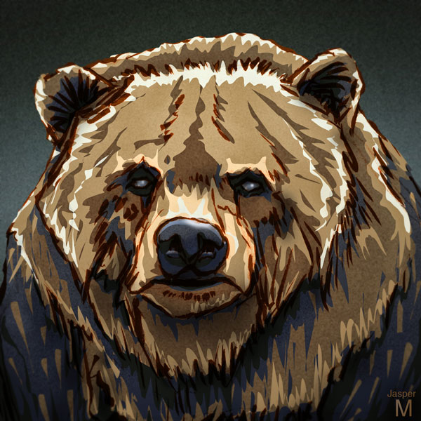 Meet mister grizzly // 15 x 15 cm // pen plus digital paint // 2022 // 2347 views