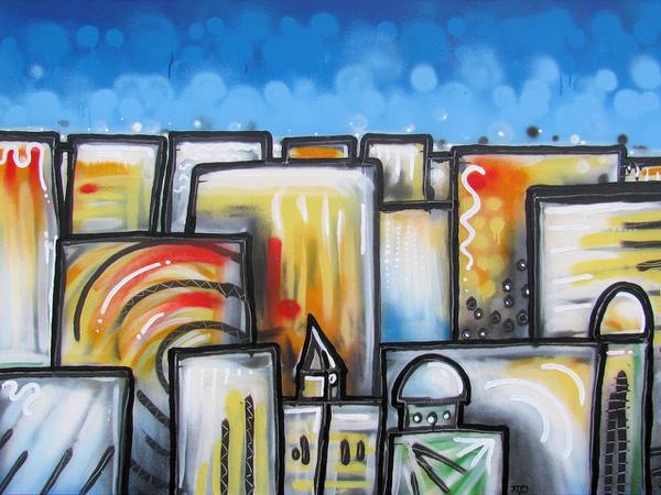 Vista on city // 160 x 100 cm // graffiti and acryllic paint on canvas // 2009 // 10667 views