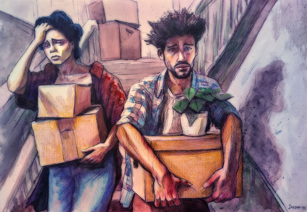 Stressy move // 40 x 30 cm // water color and pencils on paper // 2024 // 17 views
